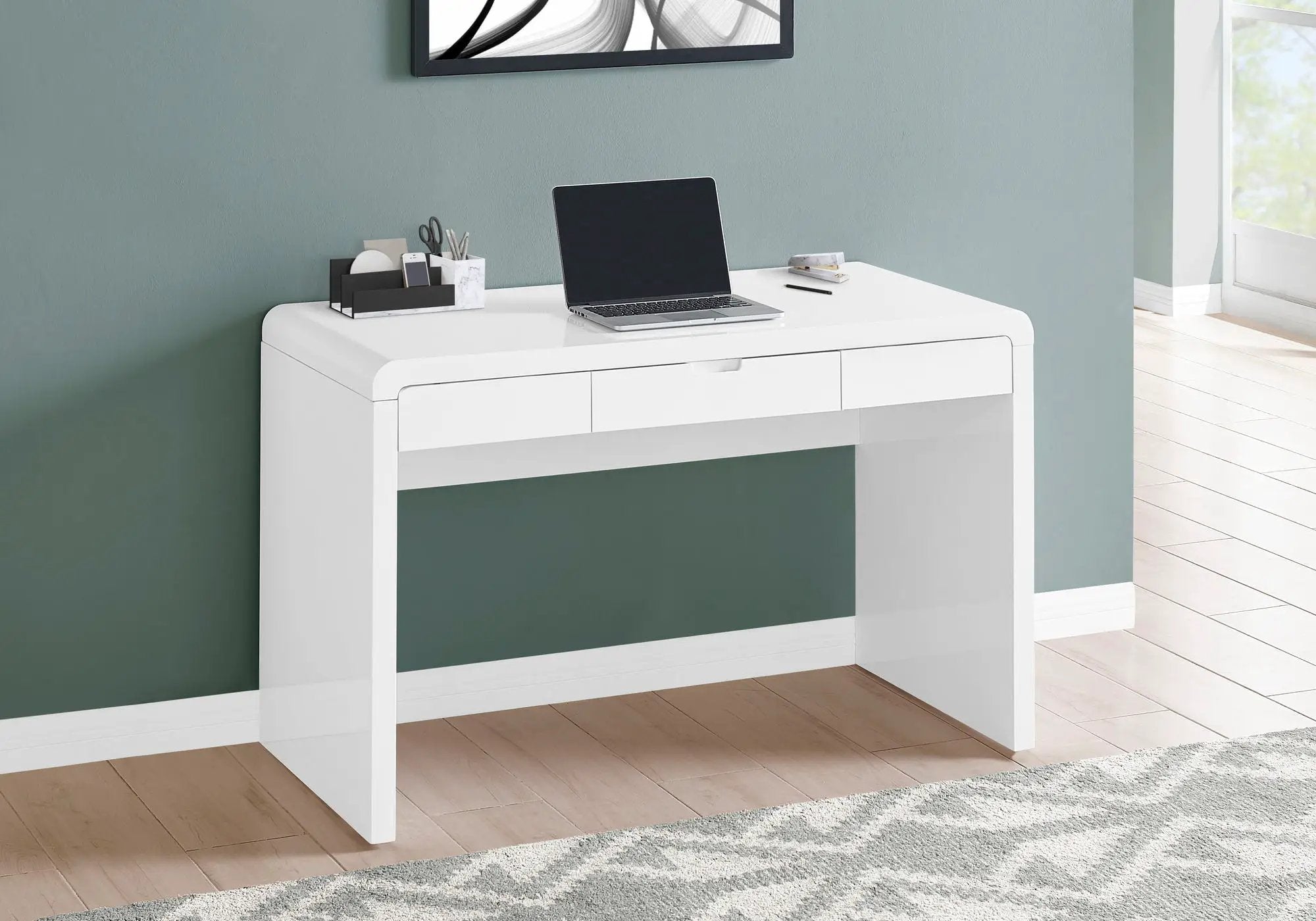 Computer Desk For Home Office, Storage Drawers, Contemporary & Modern - White by Unique Piece Furniture