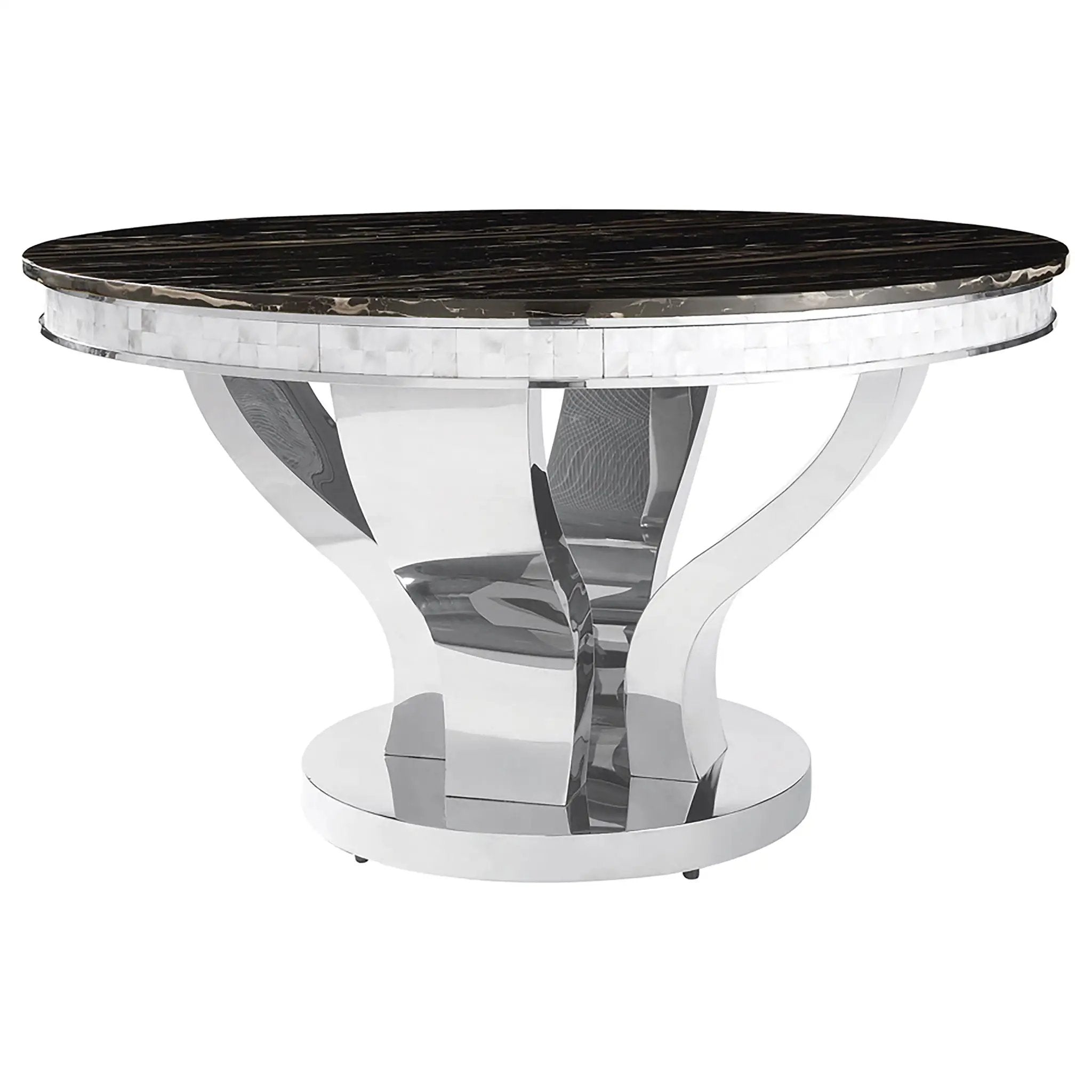Anchorage Round 51-inch Glass Top Dining Table Chrome by Unique Piece Furniture