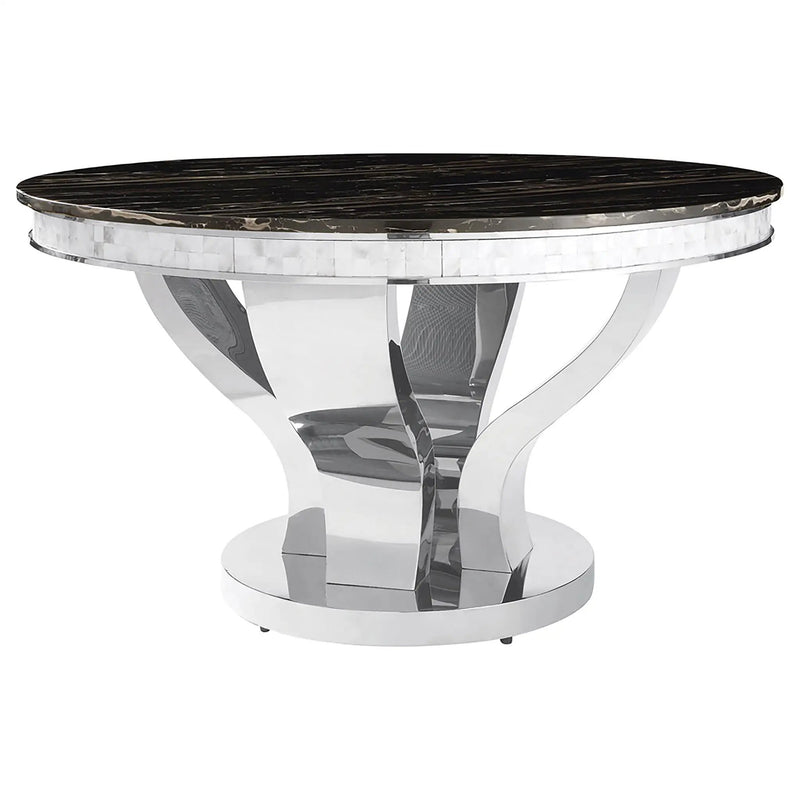 Anchorage Round 51-inch Glass Top Dining Table Chrome by Unique Piece Furniture