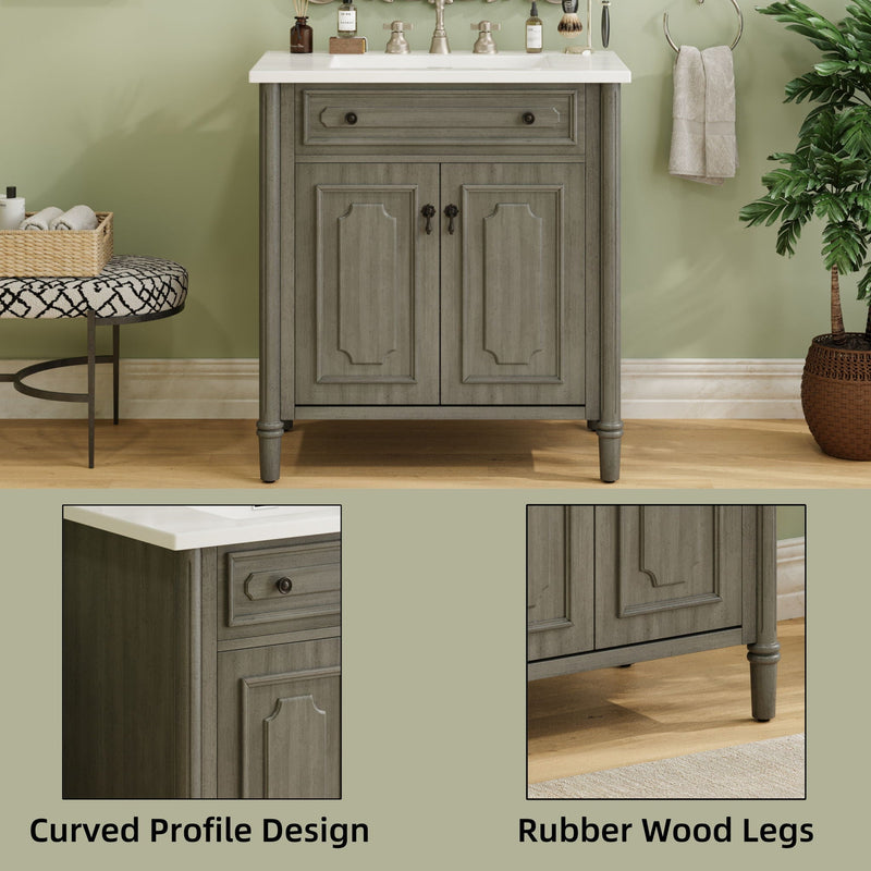 Vintage Bathroom Vanity With Sink, Rustic Cabinet With Soft Close Doors by HouseOfZazla