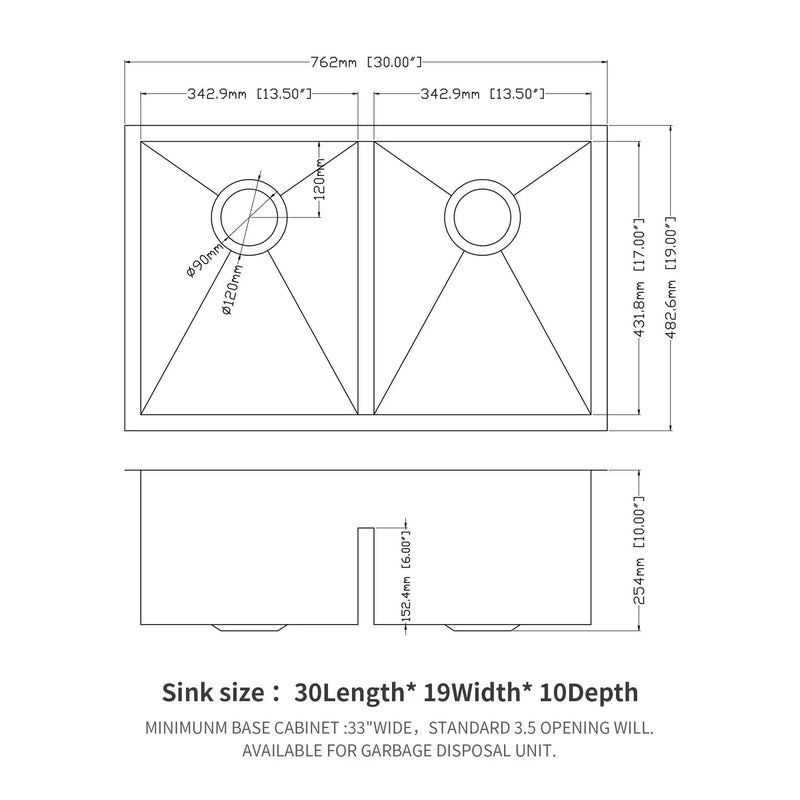 Modern Double Bowl Undermount Kitchen Sink 50 / 50 Design Stainless Steel by HouseOfZazla