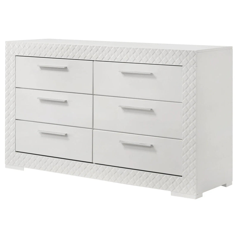 Ives 6-drawer Dresser Cabinet White High Gloss by Unique Piece Furniture