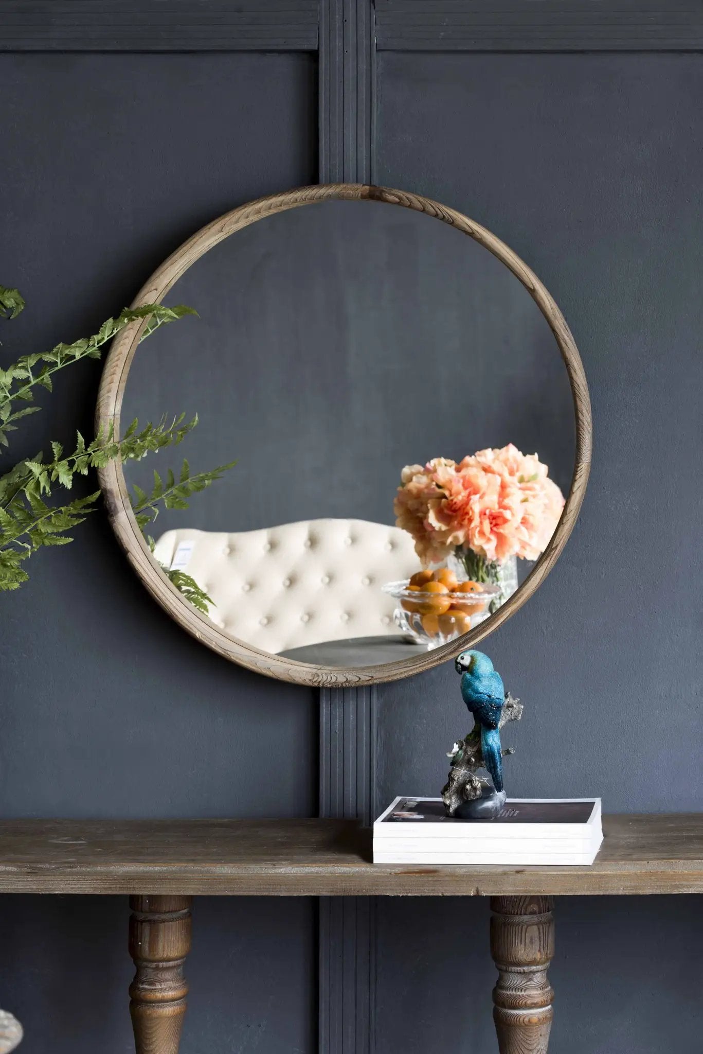 Round Wood Mirror, Wall Mounted Mirror Home Decor For Bathroom Living Room by Unique Piece Furniture