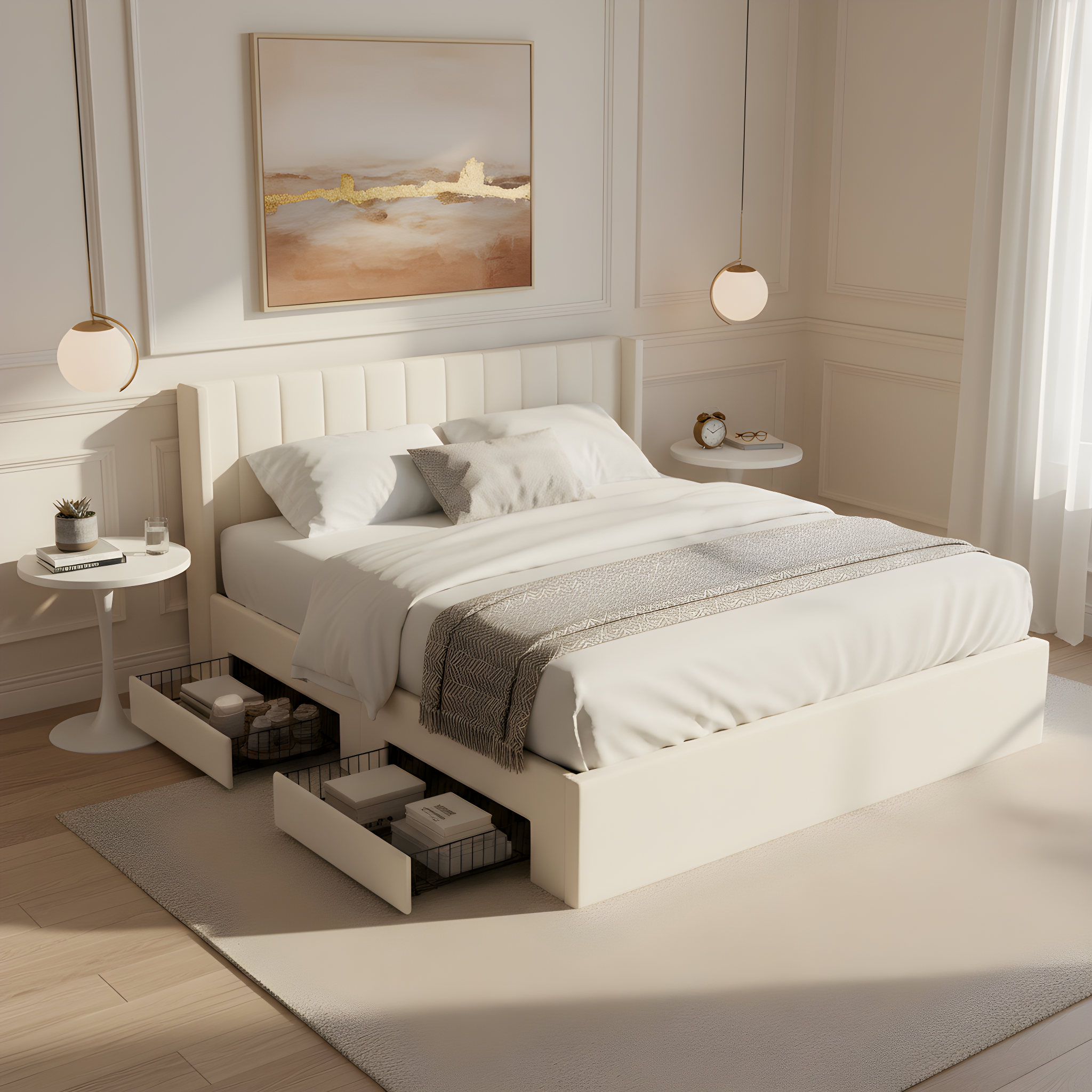 Large-Capacity Upholstered Storage Bed with Drawers by HouseOfZazla
