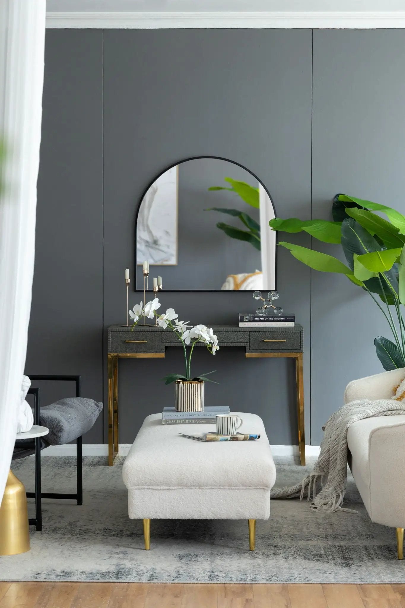 Arched Mirror With Metal Frame, Wall Mirror For Living Room Bedroom Entryway by HouseOfZazla