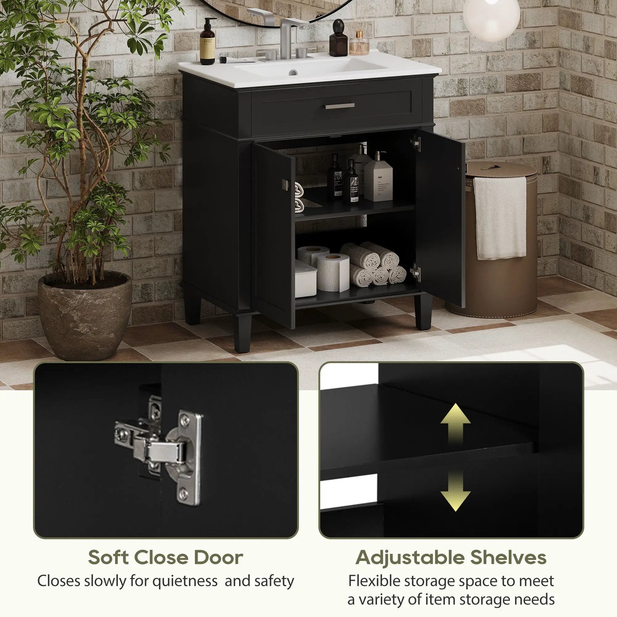 Bathroom Vanity With Ceramic Basin, Soft Close Door And Adjustable Shelves by Unique Piece Furniture