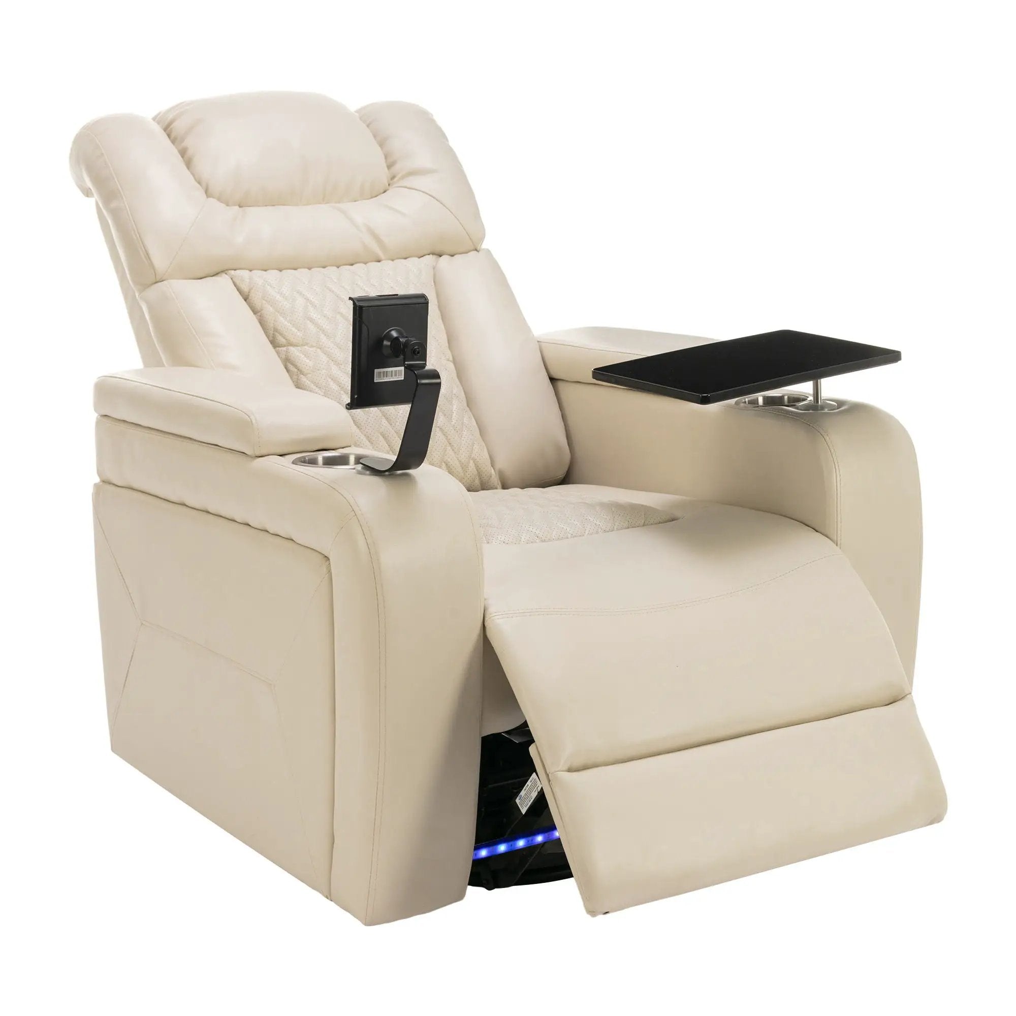 270 Degree Swivel Power Recliner With Tray Table, Phone Holder, Cup Holder, USB Port by HouseOfZazla