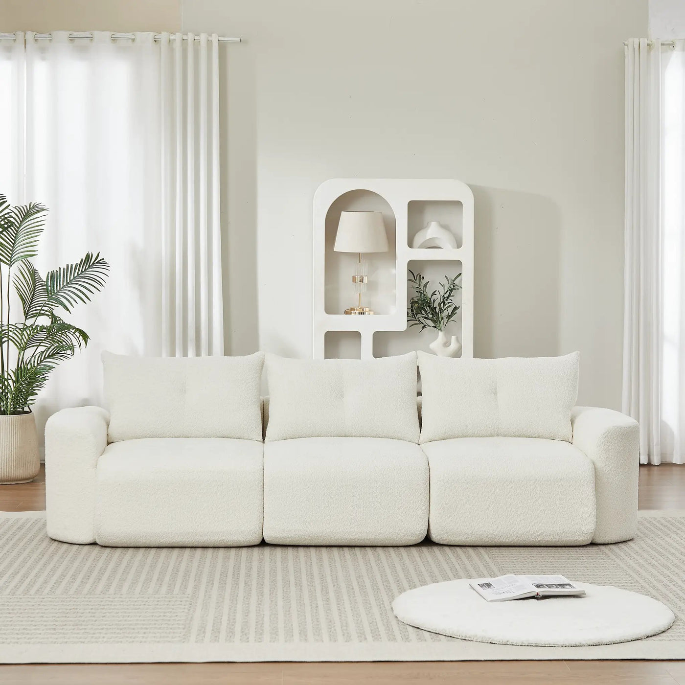 Chenille Sofa for Living Room - 109" Large Modern 3-Seater by HouseOfZazla