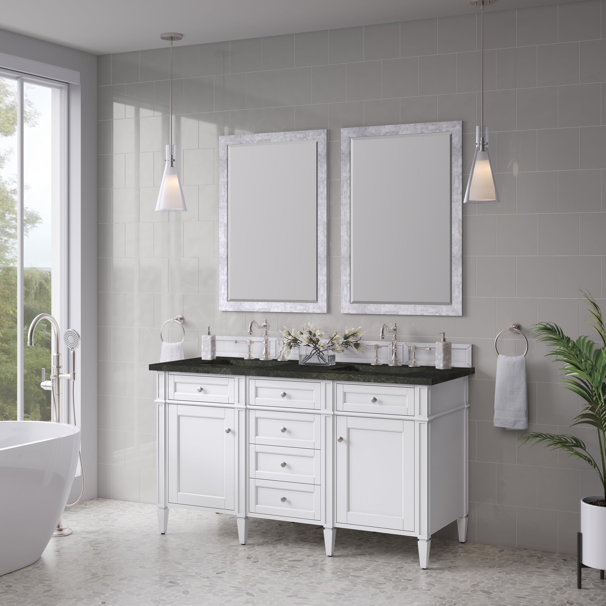 James Martin Brittany 60" Double Bathroom Vanity, Bright White, view 34