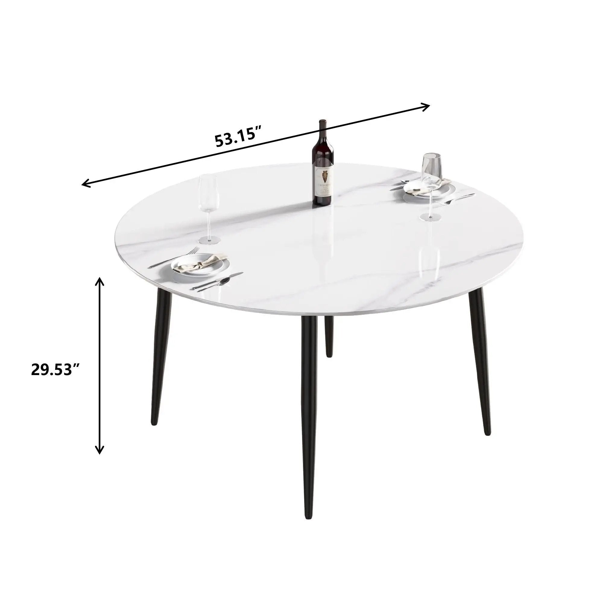 Modern Man-Made Stone Round Metal Dining Table-Position For 6 People by Unique Piece Furniture