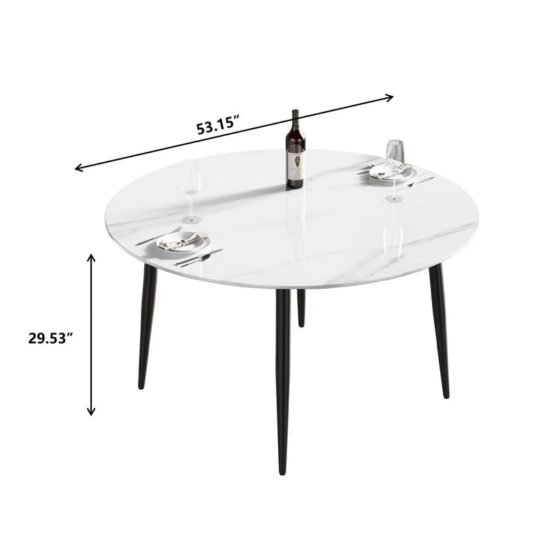 Modern Man-Made Stone Round Metal Dining Table-Position For 6 People by Unique Piece Furniture