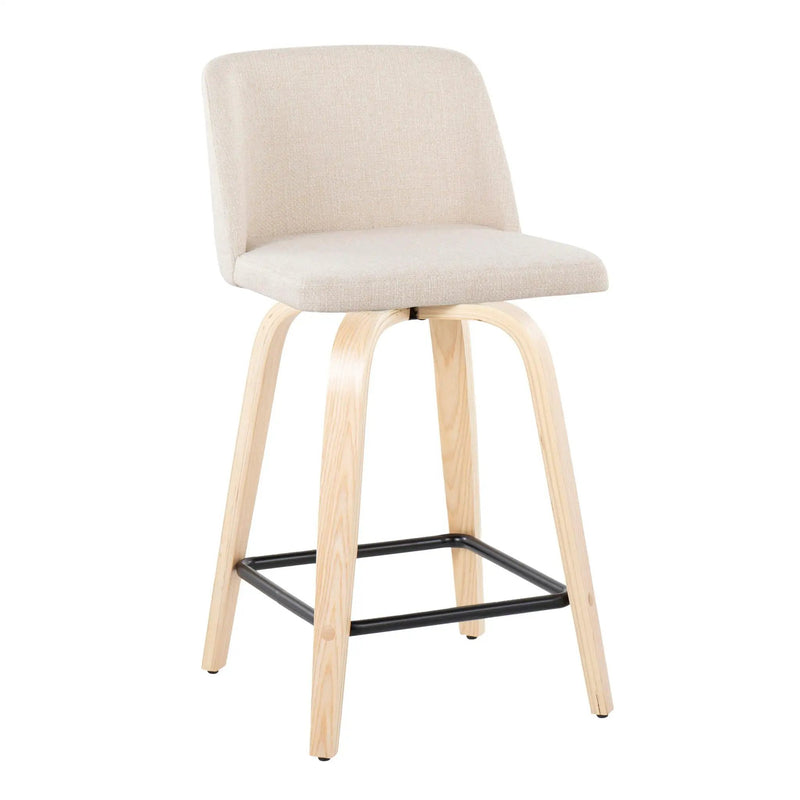 Toriano - Contemporary Modern Design Fixed Height Counter Stool With Swivel With Square Footrest (Set of 2) by HouseOfZazla
