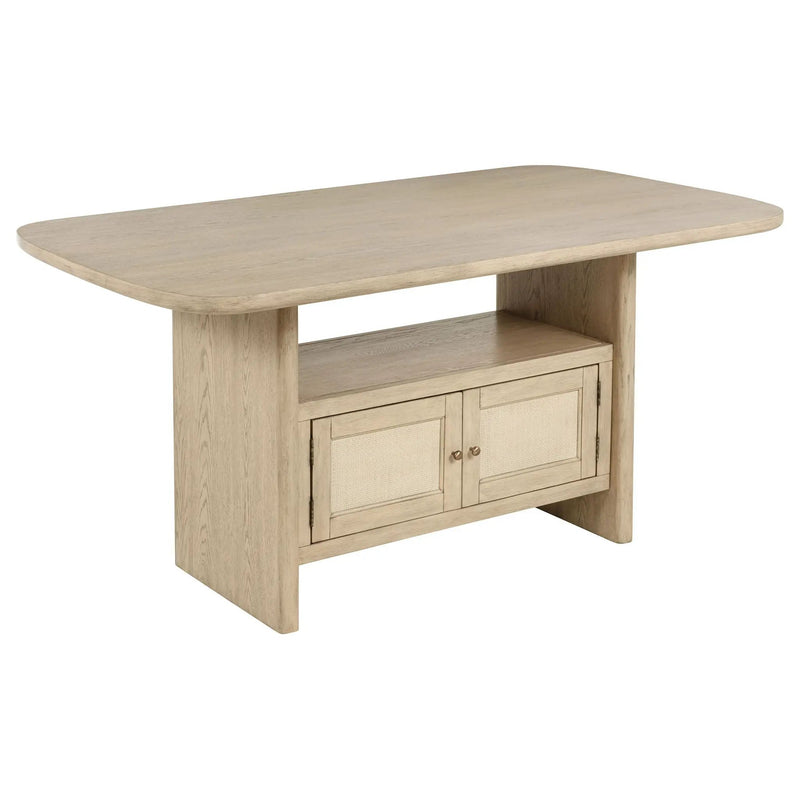 Kailani Cane Counter Height Storage Dining Table Beige Oak by Unique Piece Furniture