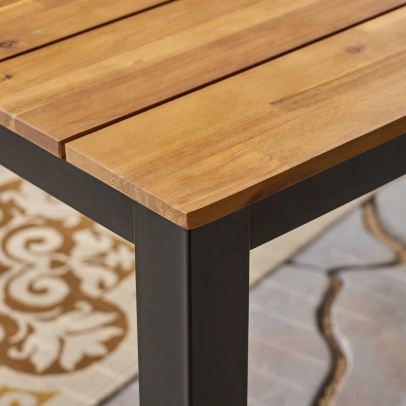 Rectangular Outdoor Dining Table Tabletop With Iron Legs - Black by HouseOfZazla