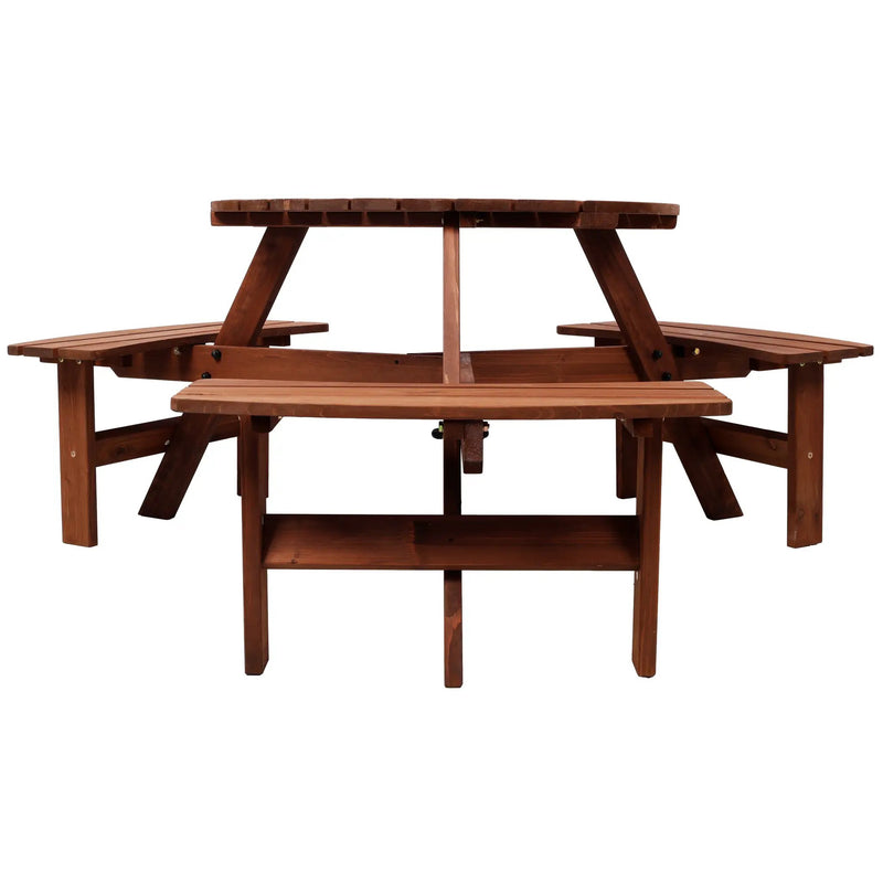 Wooden Kids Picnic Table with 3 Built-in Benches and Umbrella Hole by HouseOfZazla