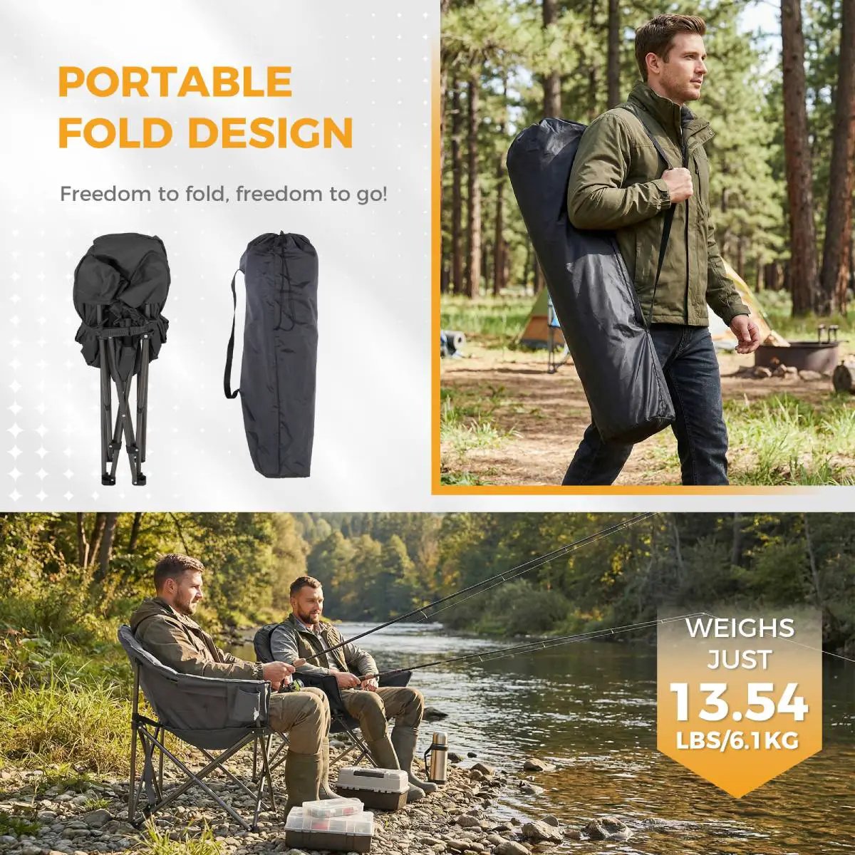 Set of 2 Oversized Camping Chairs with Side Pocket by HouseOfZazla