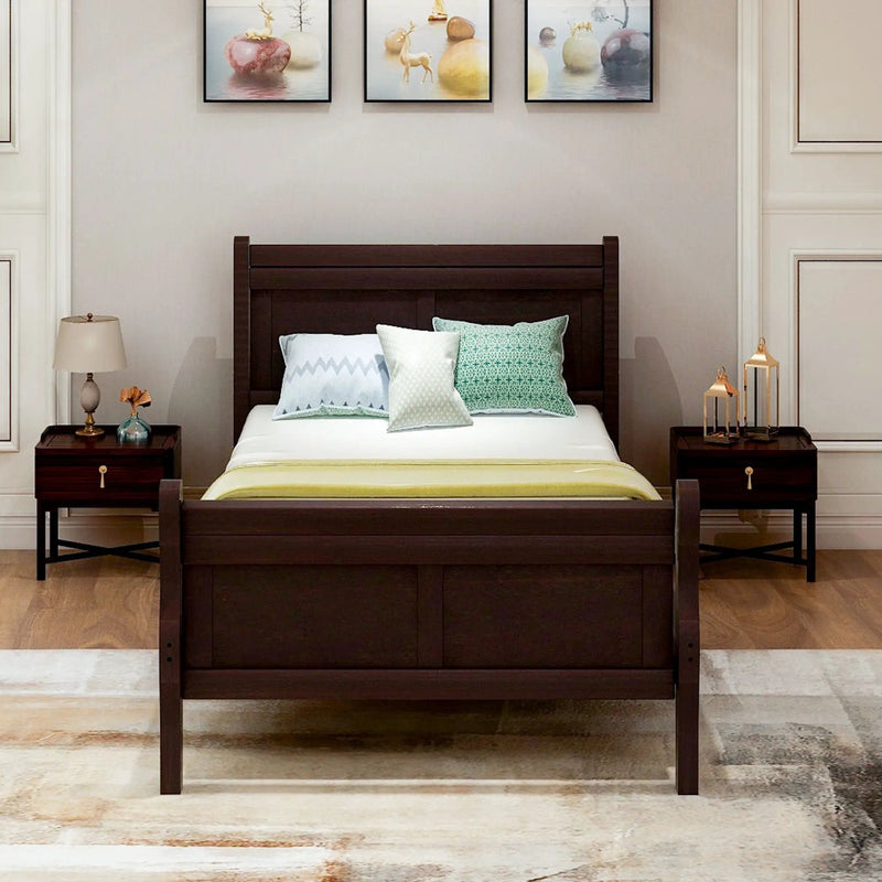 Platform Bed Frame Mattress Foundation Sleigh Bed With Headboard / Footboard / Wood Slat Suppor by Unique Piece Furniture