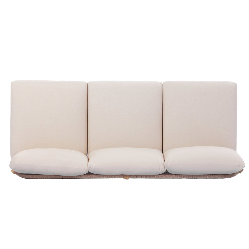 73.23" Outdoor Acacia Wood Frame Rope-Braided Backrest Three-Seater Sofa by HouseOfZazla