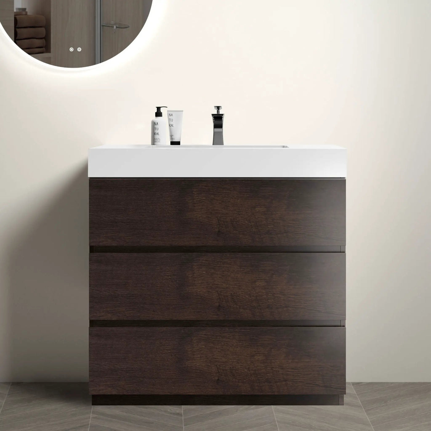 Alice - Bathroom Vanity With Large Storage Freestanding Bathroom Vanity, Sink For Modern Bathroom, One-Piece Sink Basin Without Drain And Faucet by HouseOfZazla