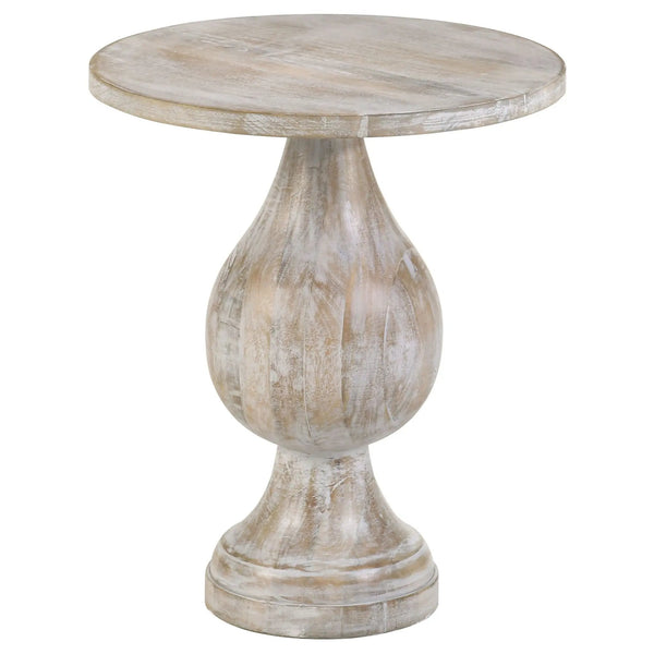 Pedestal Accent Table Elegant Round Top Table - Ivory