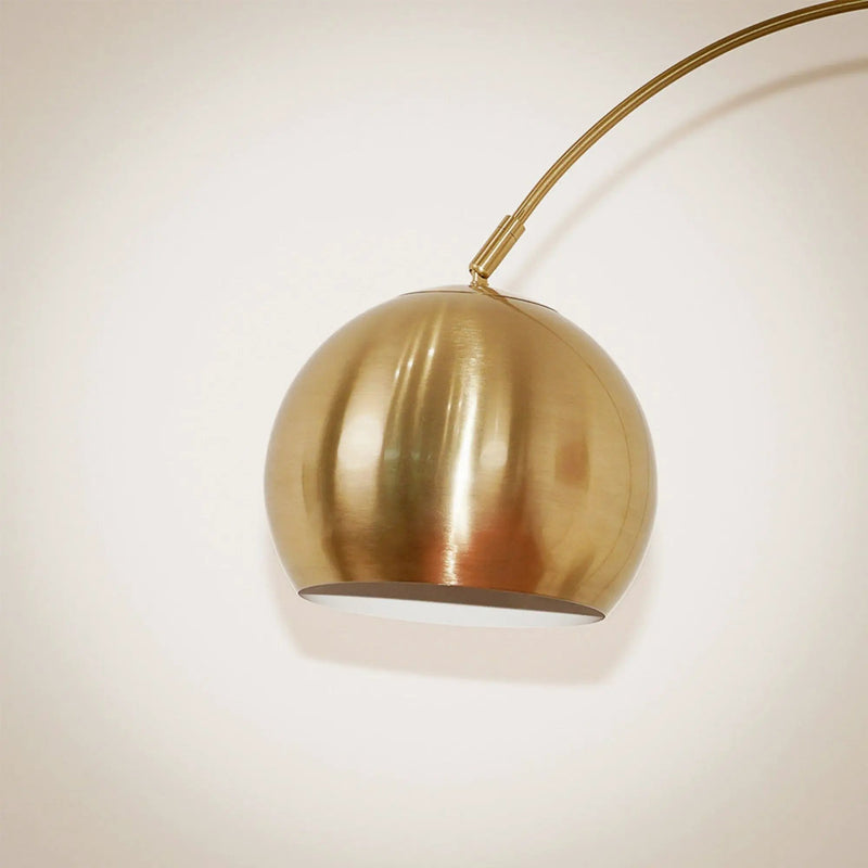 Oasis - Long Arm Gold Adjustable Floor Lamp With Round Marble Base - Gold / White Marble by Unique Piece Furniture