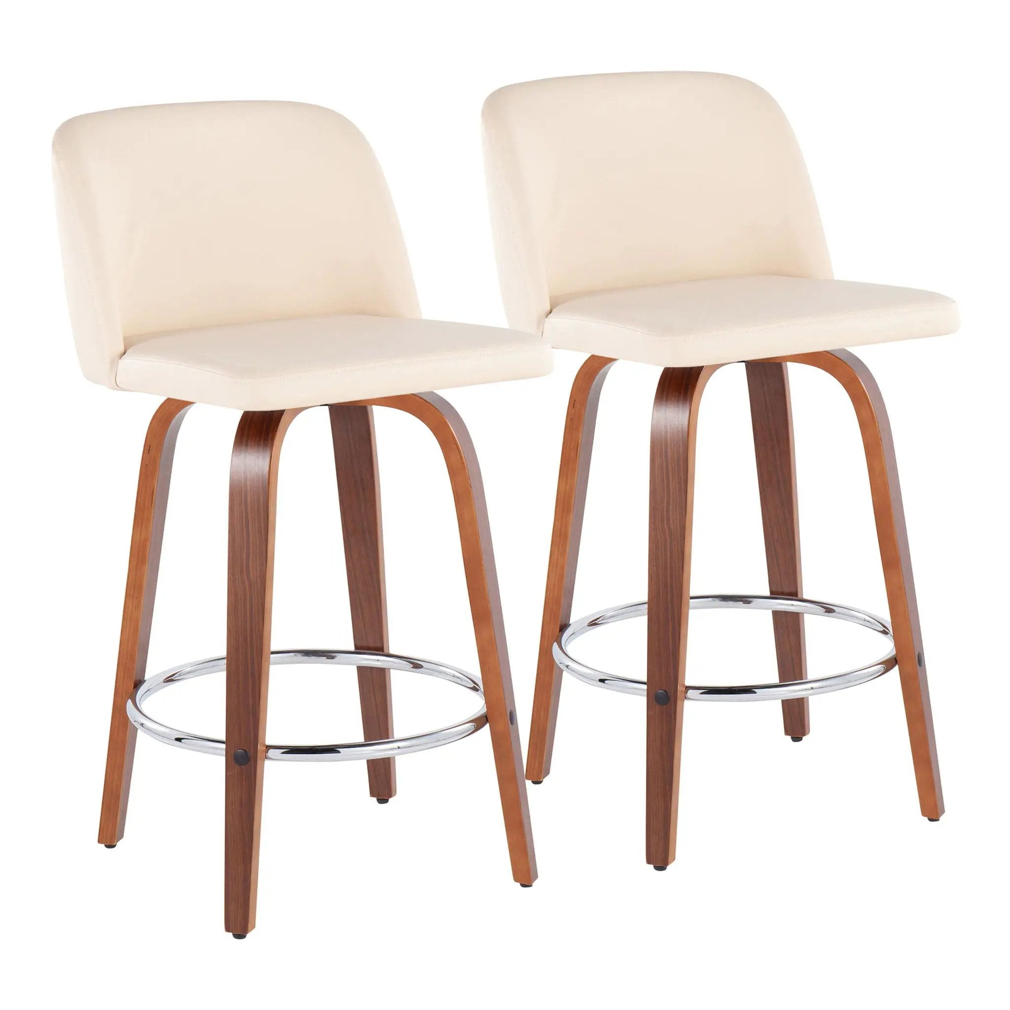 Toriano - Mid-Century Modern Fixed Height Counter Stool With Round Footrest (Set of 2) by HouseOfZazla