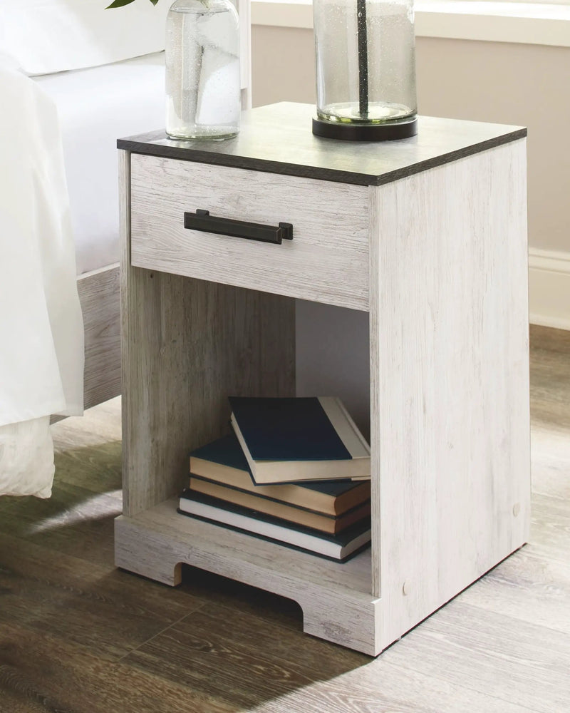 Shawburn - One Drawer Night Stand - Whitewash / Charcoal Gray by Unique Piece Furniture