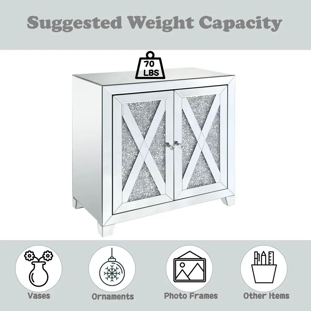 Noralie - 2 Door Console Cabinet - Mirrored & Faux Diamonds by Unique Piece Furniture