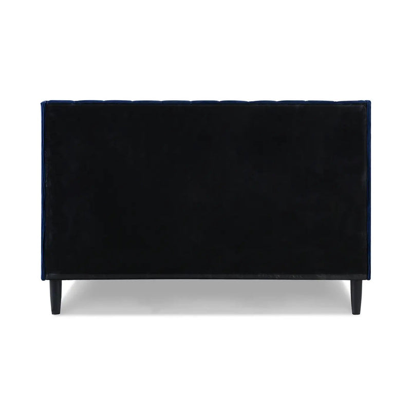 Aspen Vertical Tufted Headboard Platform Bed Set, Queen, Navy Blue Velvet by HouseOfZazla