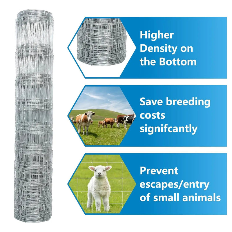 Farm Livestock Fence, 4.9FT x 328FT Galvanised Iron Wire by HouseOfZazla