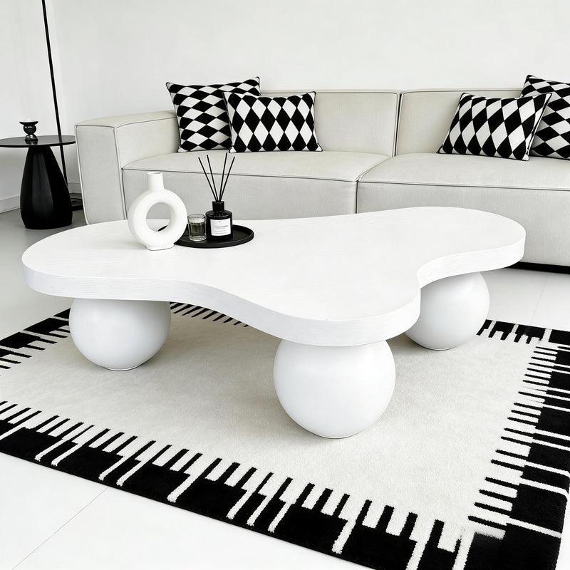 Cloud Shaped Coffee Table With 3 Ball Legs For Living Room