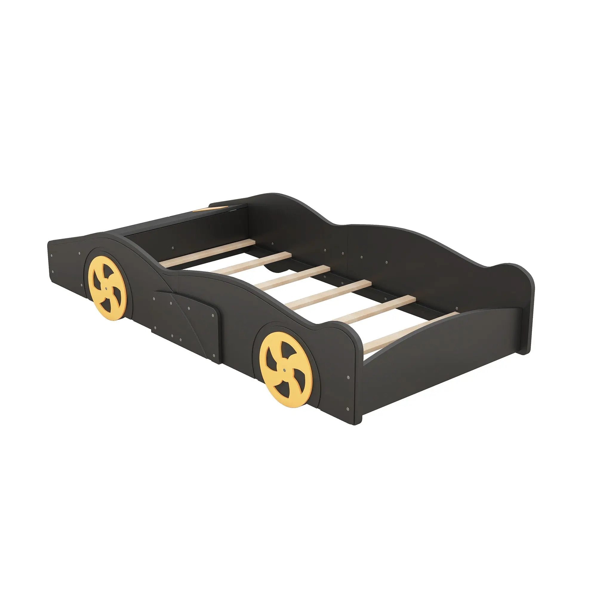 Race Car Shaped Platform Bed With Wheels And Storage by Unique Piece Furniture