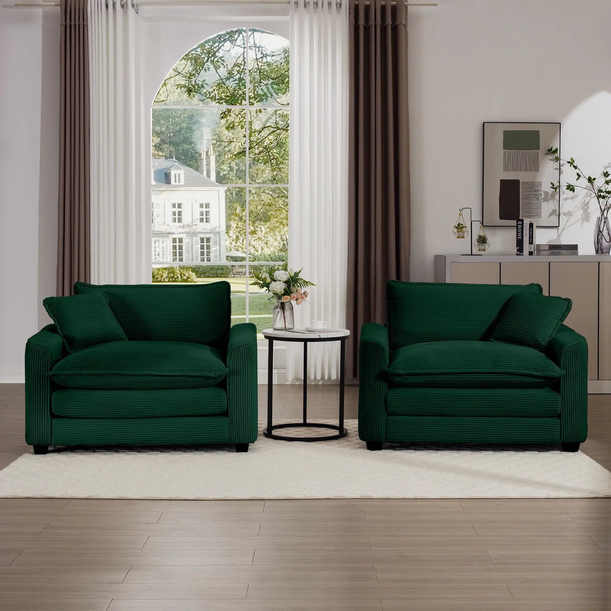 Modern Classic Fabric Single Chair Deep Seat Sofa With Pillow by Unique Piece Furniture