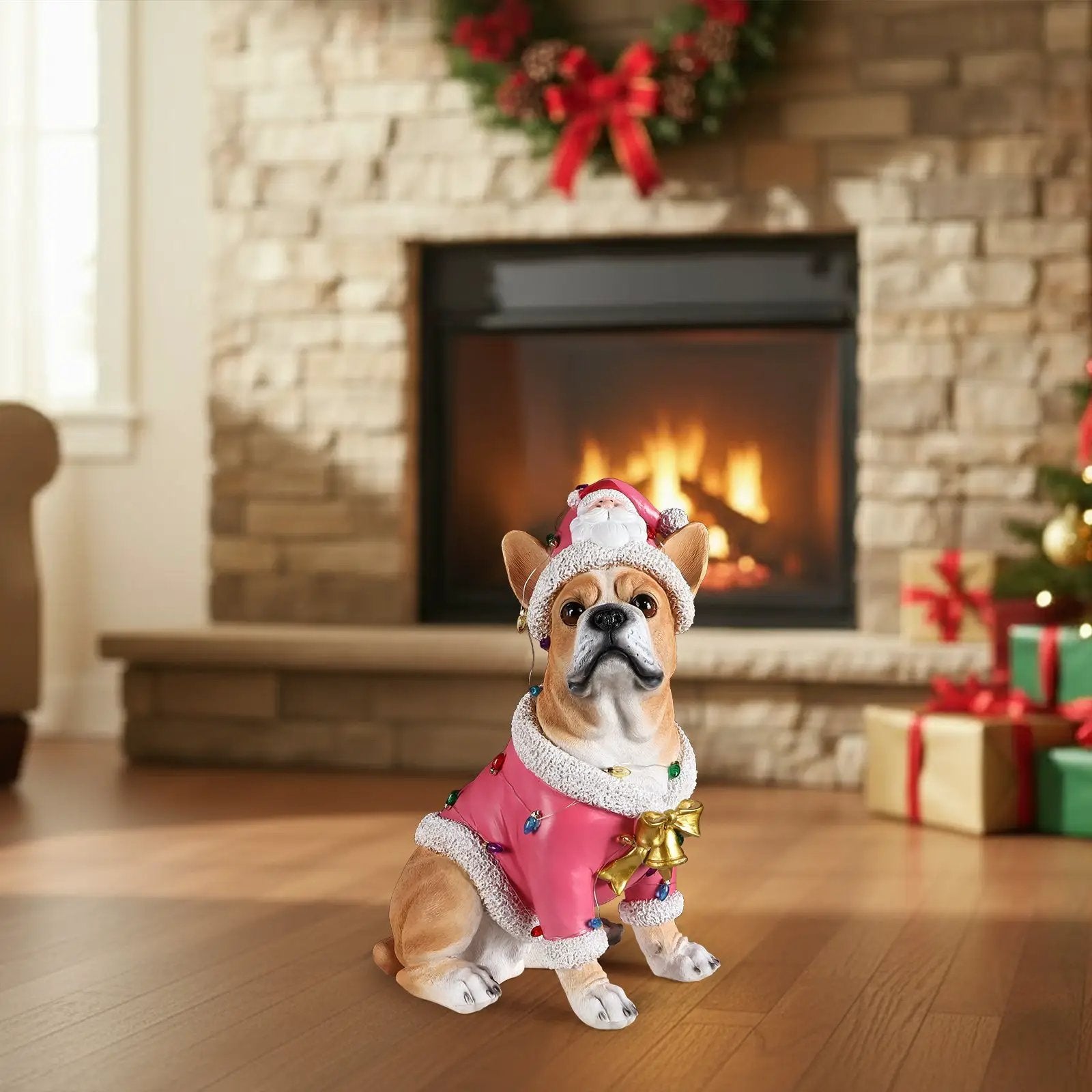 Christmas French Bulldog Statue by HouseOfZazla