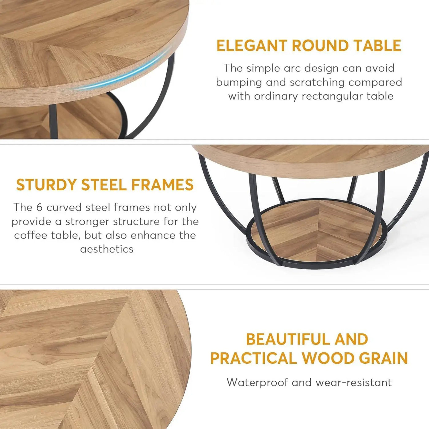 2 Tier Circle Coffee Table With Storage Shelves by HouseOfZazla