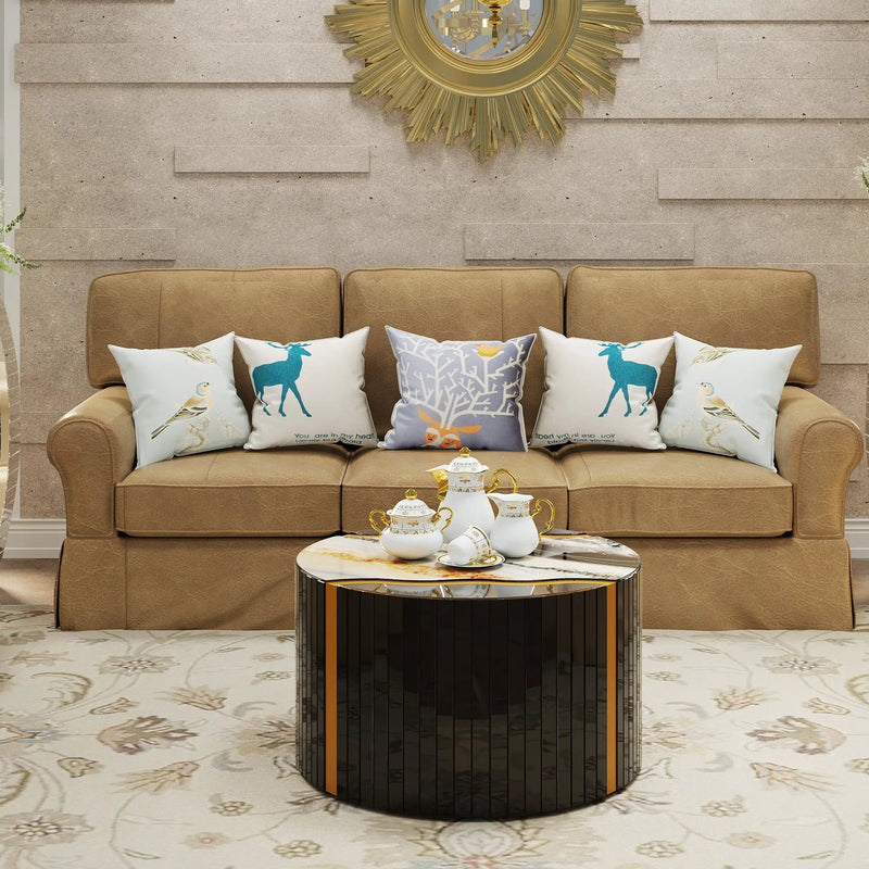 Modern Round Coffee Table with Glass Top by HouseOfZazla