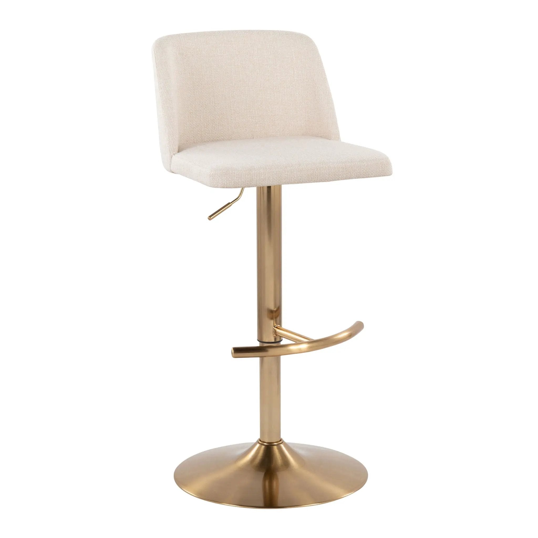 Toriano - Contemporary Adjustable Barstool With Swivel With Rounded T Footrest (Set of 2) by HouseOfZazla
