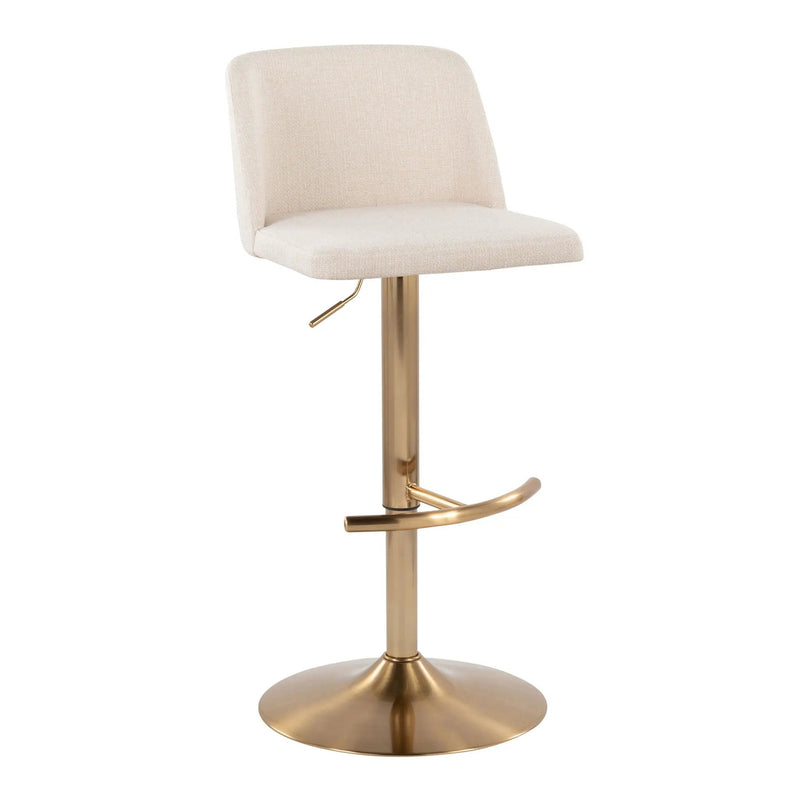 Toriano - Contemporary Adjustable Barstool With Swivel With Rounded T Footrest (Set of 2) by HouseOfZazla