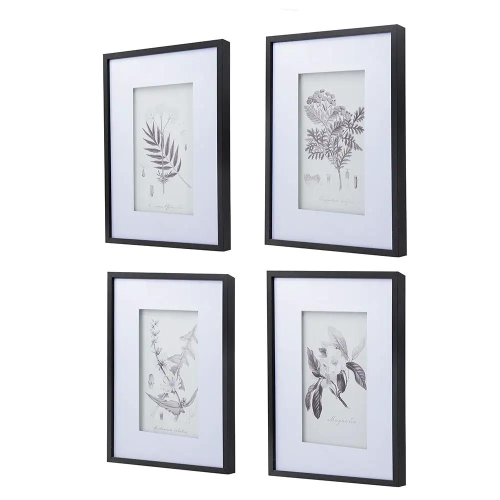 Botanical Wall Art Prints, Home Decor For Living Room Dining Room, Bedroom, Hallway (Set of 4) - White / Black by Unique Piece Furniture