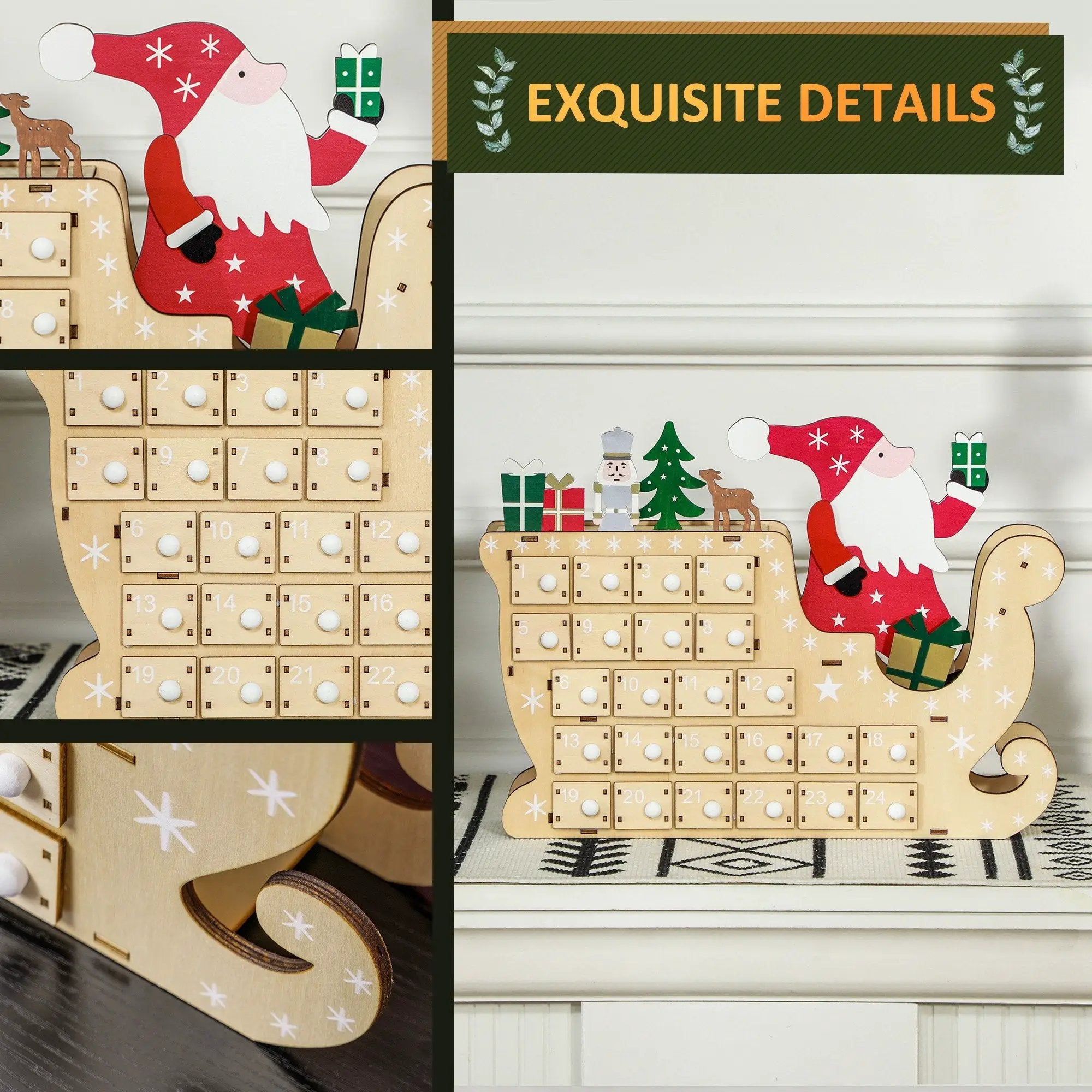 HOMCOM Christmas Advent Calendar with 24 Countdown Drawers by HouseOfZazla
