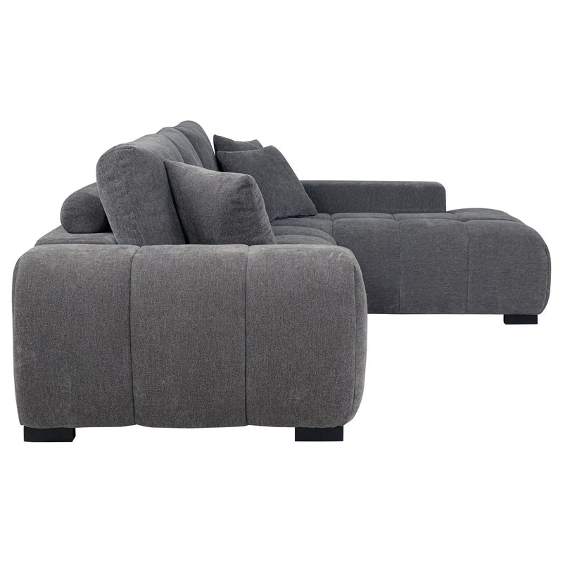 Octavia Upholstered Sectional Chaise Sofa Charcoal Grey by Unique Piece Furniture