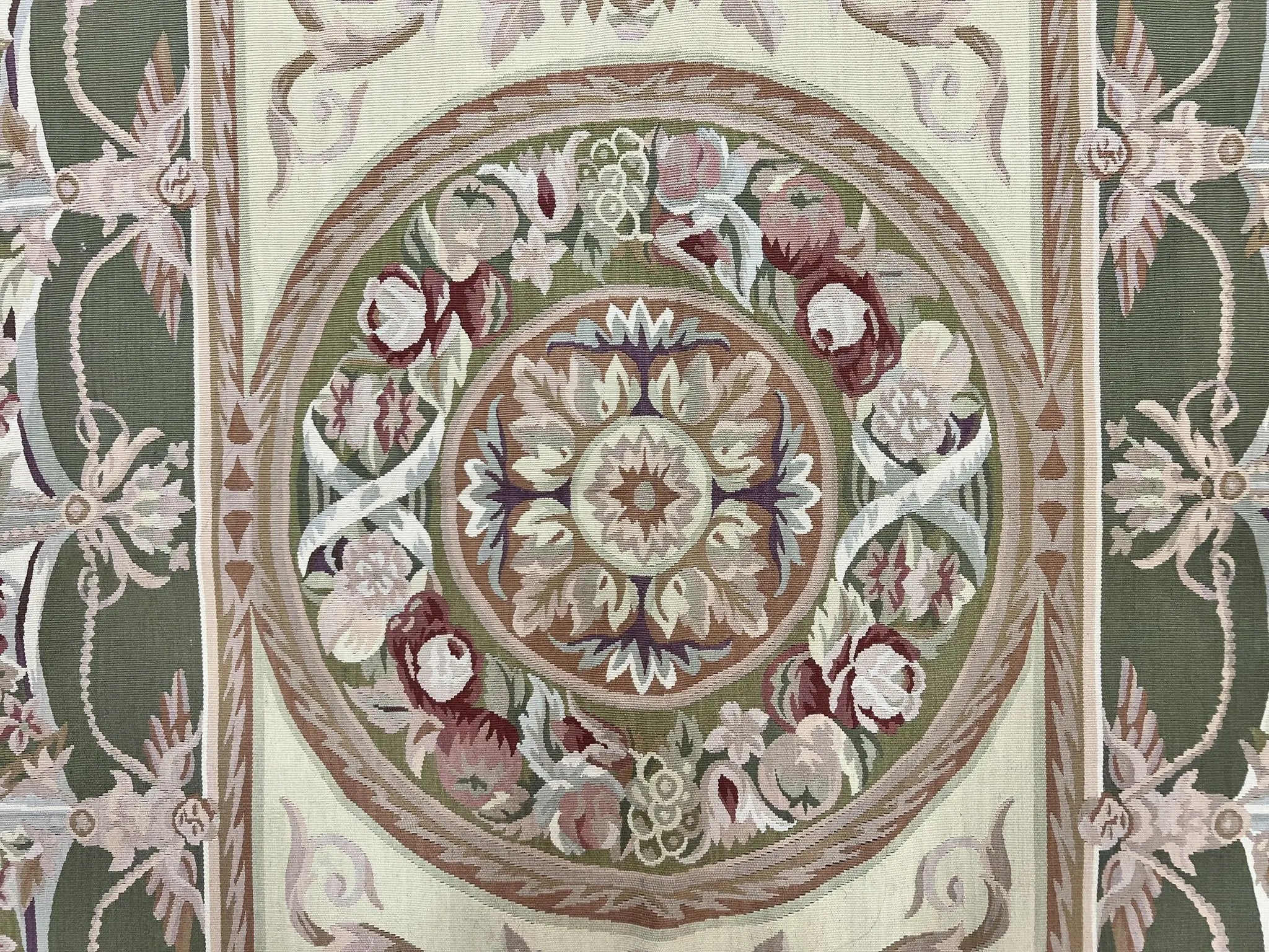 Aubusson Rug 5x8, Wool Handmade Vintage Carpet, Angel Motifs, Flatweave Rug 5 x 8, Medium Sized, European Design by Jewel Rugs