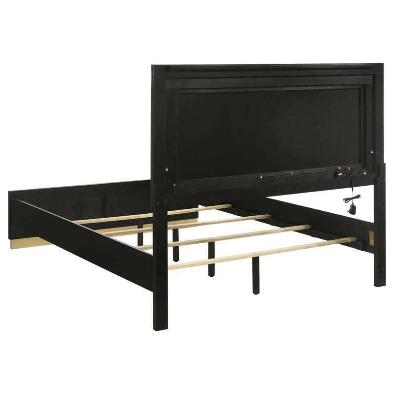5 Piece California King Bedroom Set With Upholstered Headboard - Black by HouseOfZazla