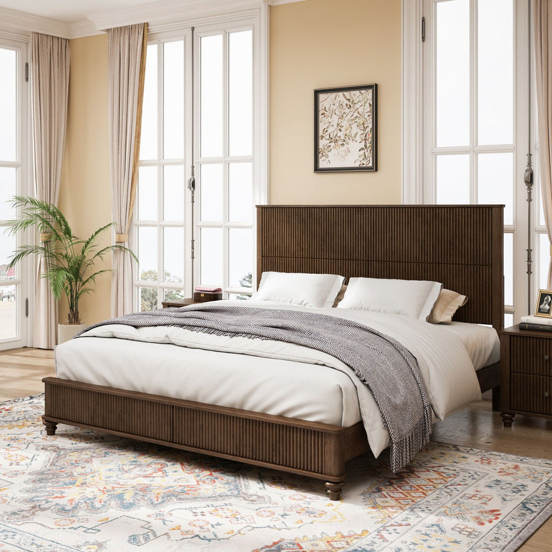 Platform Bed Frame & Tall Headboard by HouseOfZazla