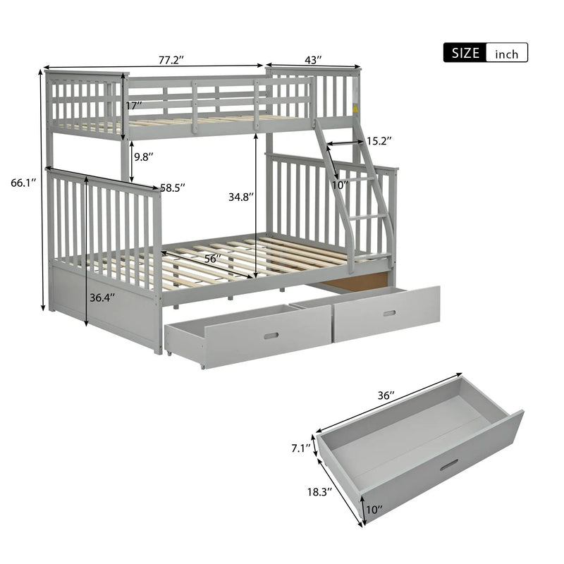 Bunk Bed With Ladder, And Safety Guard Rails by Unique Piece Furniture