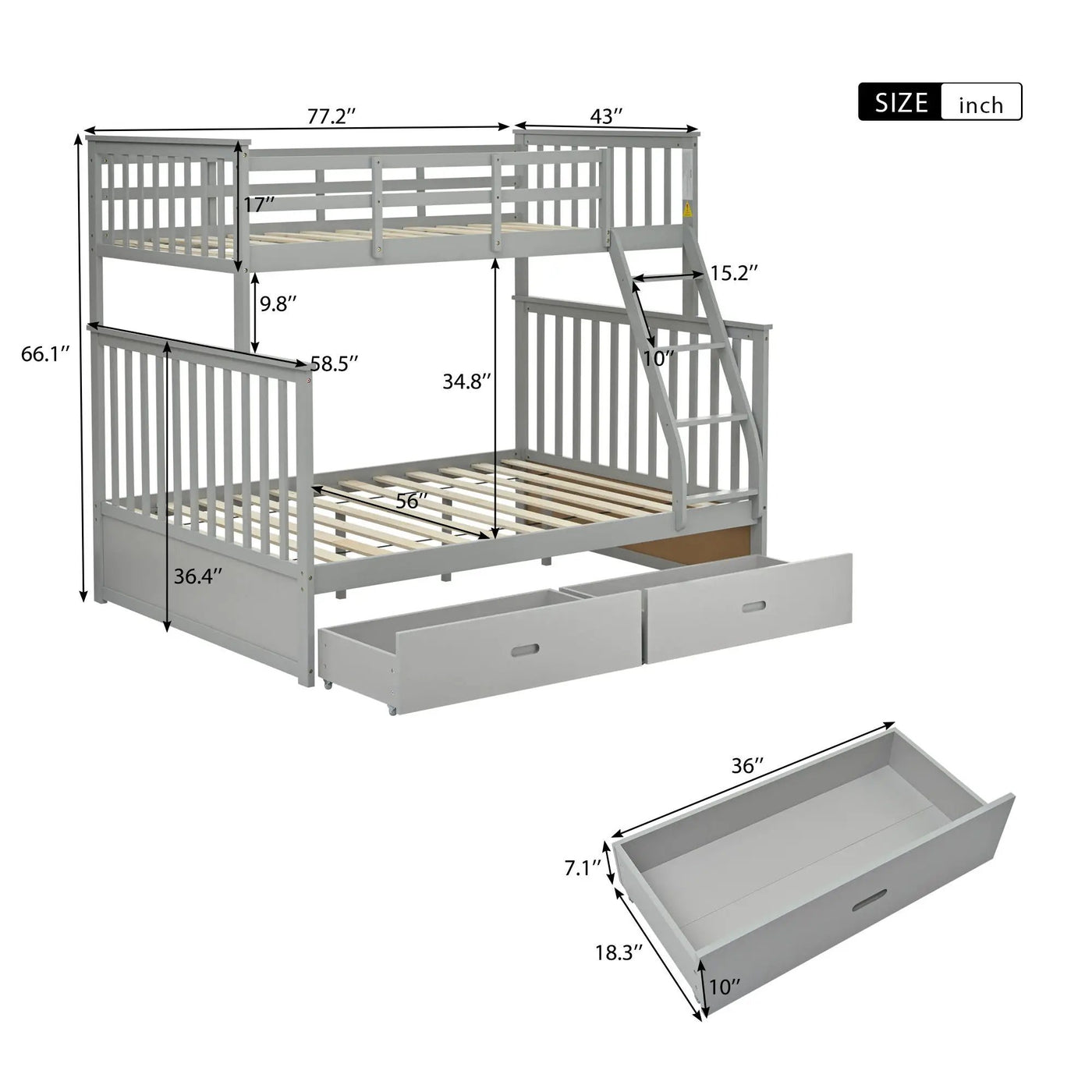 Bunk Bed With Ladder, And Safety Guard Rails by HouseOfZazla