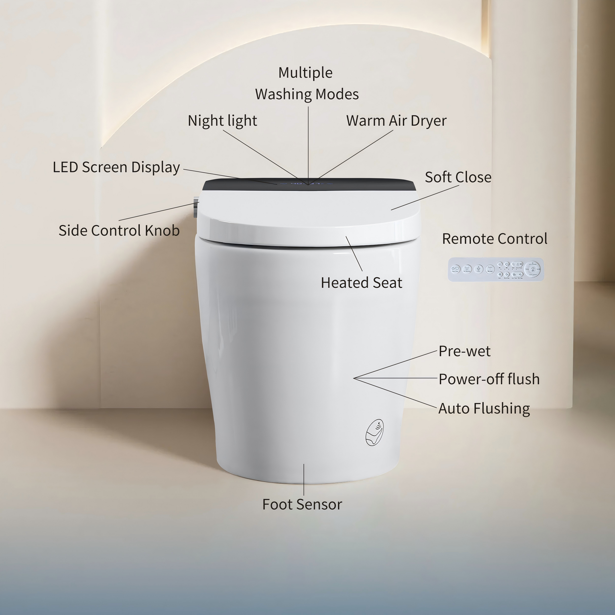 Tankless Smart Toilet with Built-In Bidet and Remote Control by HouseOfZazla