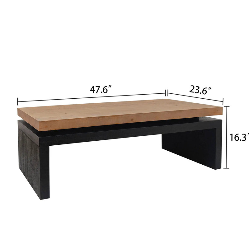 Coffee Table Rectangular Center Table For Living Room - Black / Natural / Multi / Natural Multi / Natural Wood / Natural Wood Wash by Unique Piece Furniture