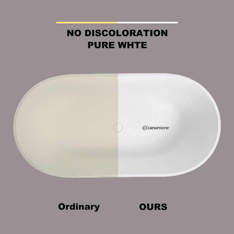 67 in. x 31 in. Oval Freestanding Solid Surface Soaking Bathtub with Center Drain in Matte by HouseOfZazla