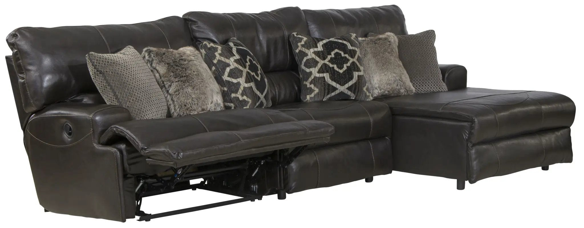 Como - 3 Piece Italian Leather Match Reclining Sectional by Unique Piece Furniture